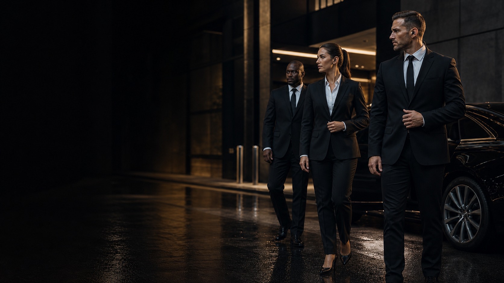 Professional security team outside a venue